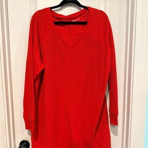 Maurice’s-Red V-Neck Long Sleeve Tunic Sweater